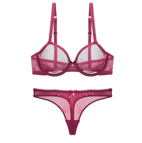 Grace · HZ IN-07 — T-back lace bra & brief set