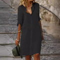 Antibes · HZ SD-02 — loose linen-blend shirt dress