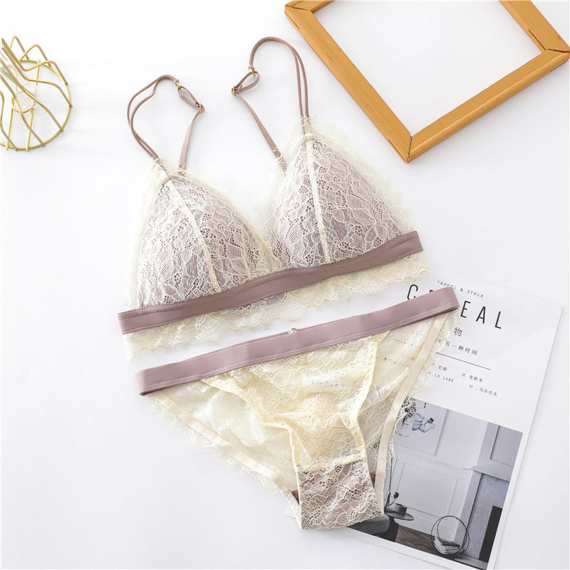 Blush · HZ IN-22 — French triangle lace set