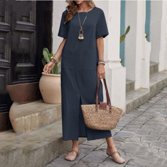 Cala · HZ SD-04 — linen-blend midi dress