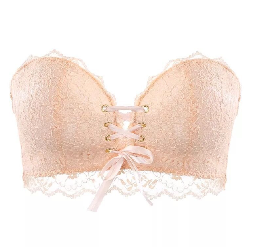 Cendre · HZ IX-11 — lace-edge strapless bra