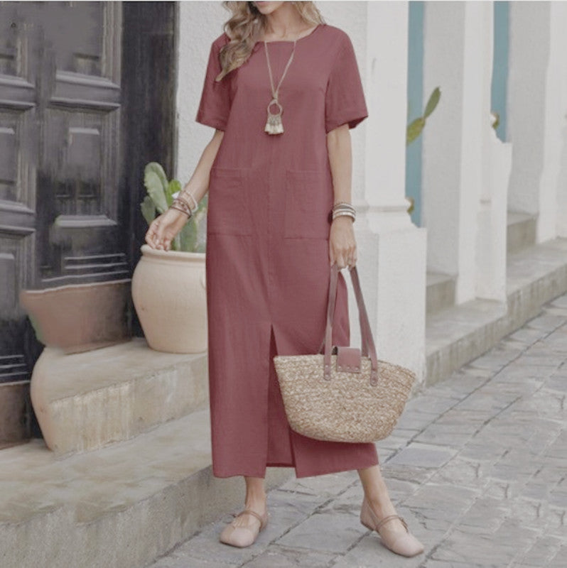 Cala · HZ SD-04 — linen-blend midi dress