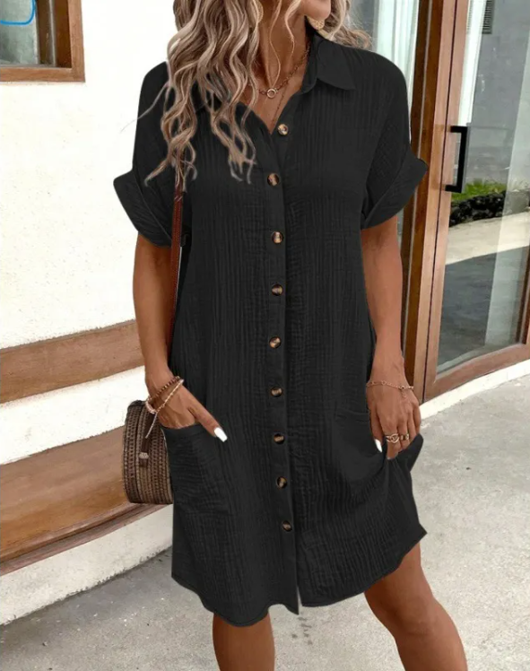Amalfi · HZ SD-01 — linen-blend shirt dress