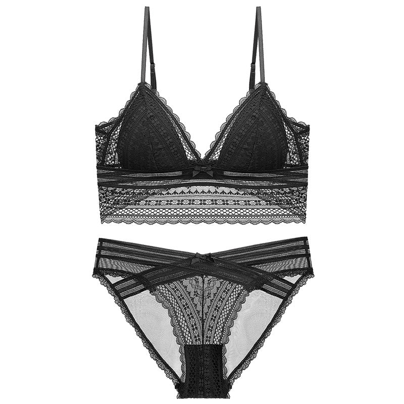 Rouge · HZ IN-29 — French lace bralette & brief set