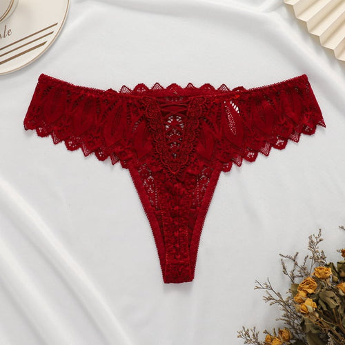 Brique · HZ IN-208 — scalloped lace thong