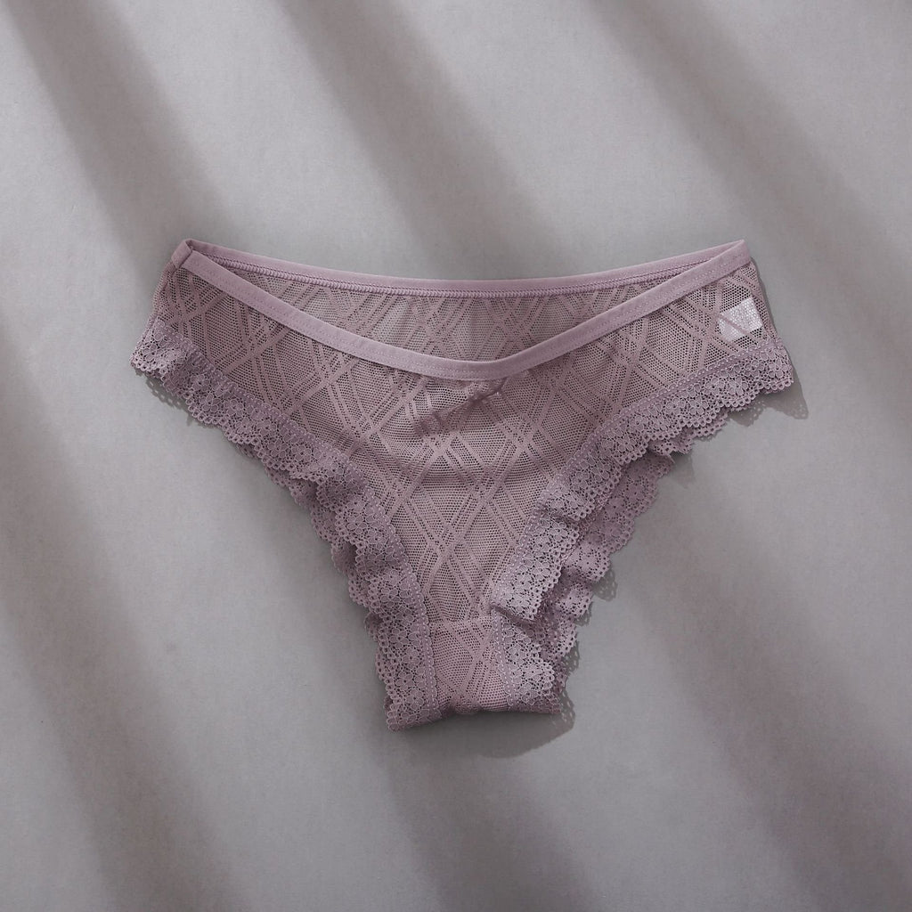 Ivoire · HZ IB-46 — Mesh Lace-Trim Brief