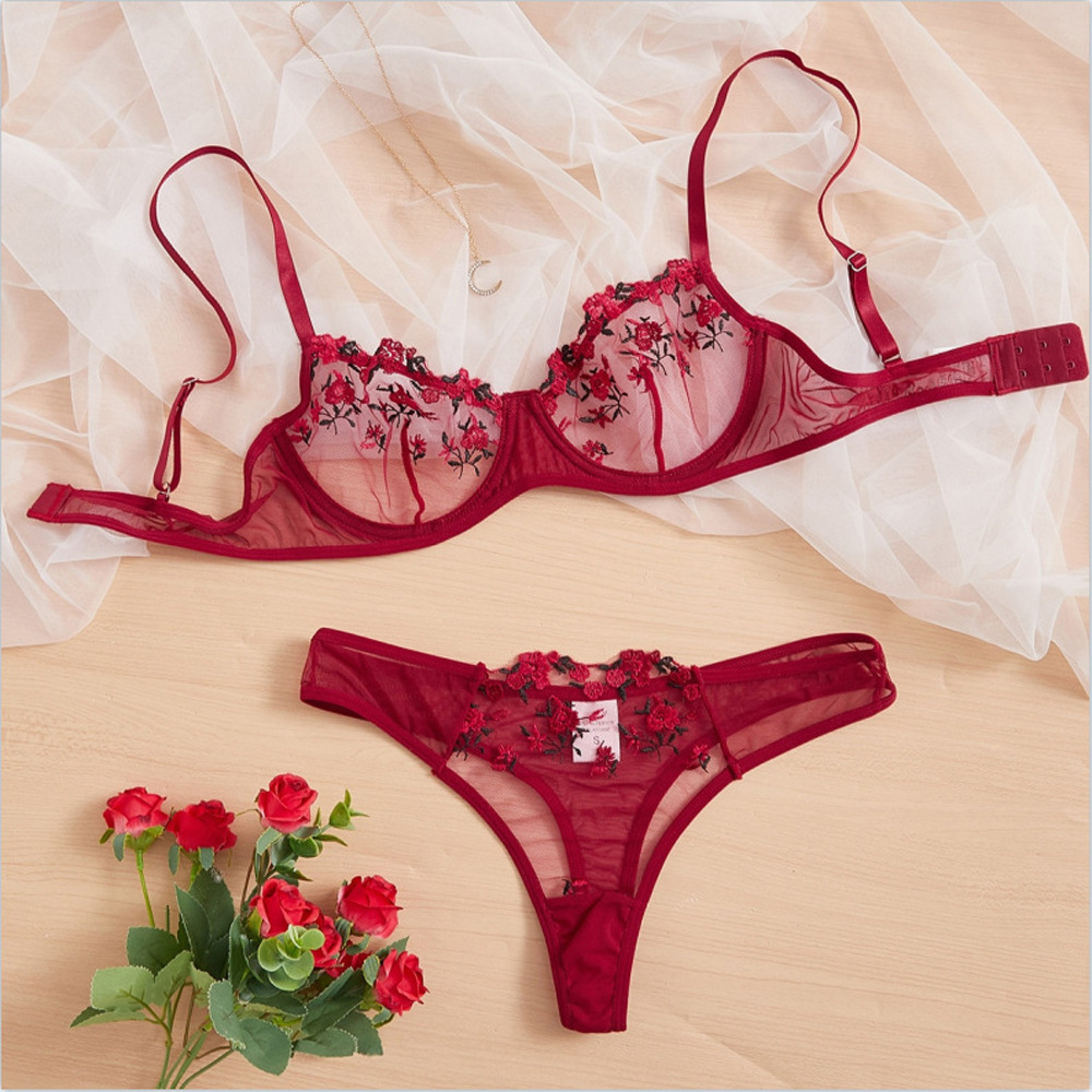 Belle · HZ IN-17 — embroidered lace bra & brief set