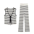 Calcaire · HZ BD-18 — tie-front knit cardigan & wide-leg lounge set