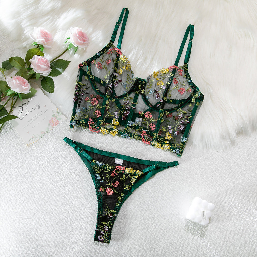 Grace · HZ IN-35 — floral-embroidered lace set