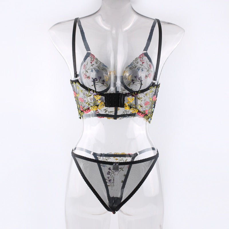 Grace · HZ IN-35 — floral-embroidered lace set