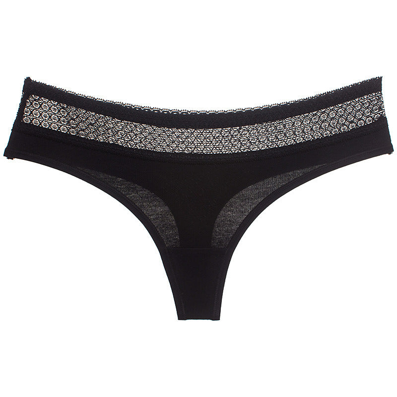 Belle · HZ IB-55 — cotton lace-trim low-rise brief