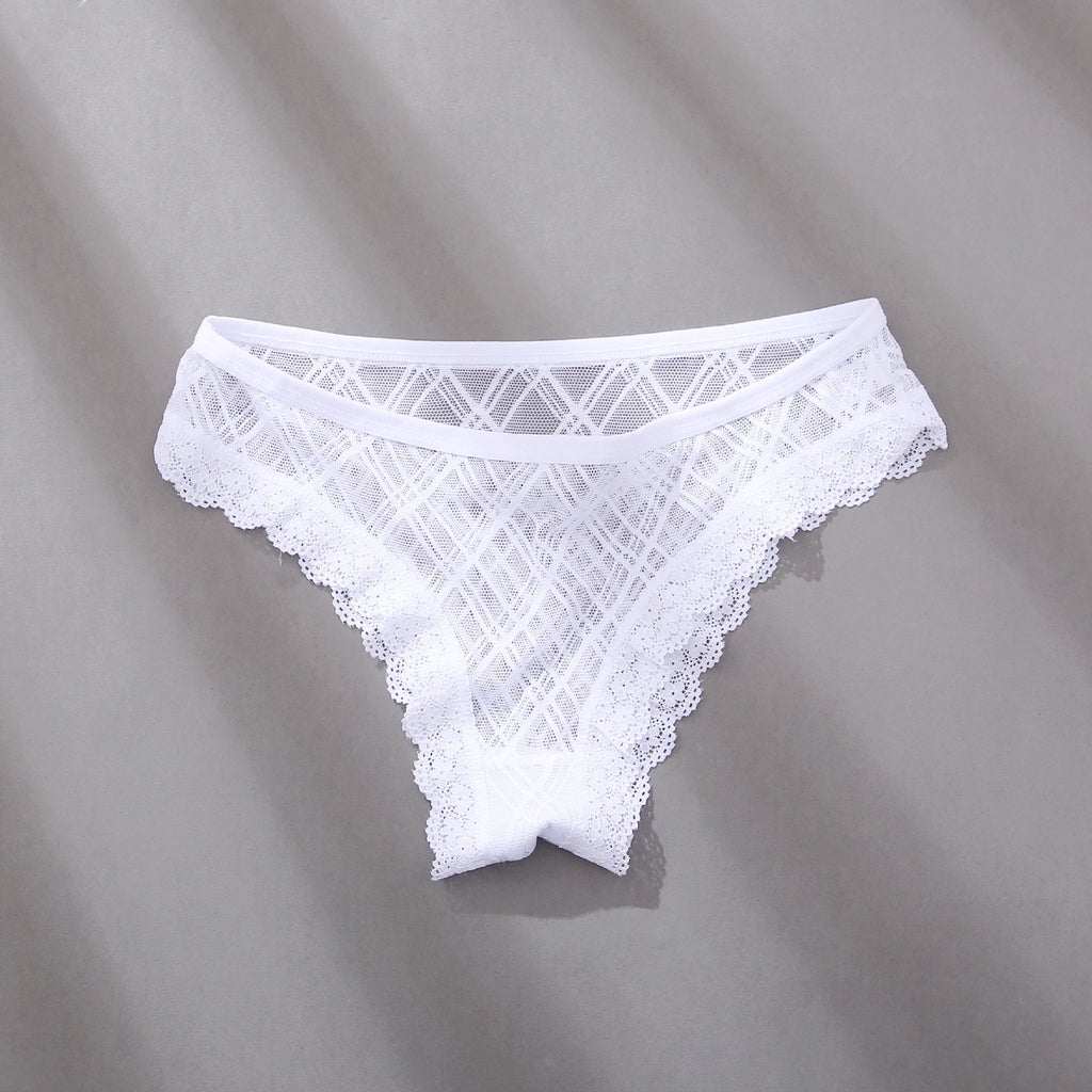 Ivoire · HZ IB-46 — Mesh Lace-Trim Brief