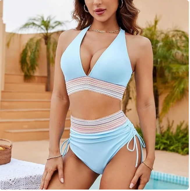 Argentina · HZ NA-14 — sky-blue colour-block bikini