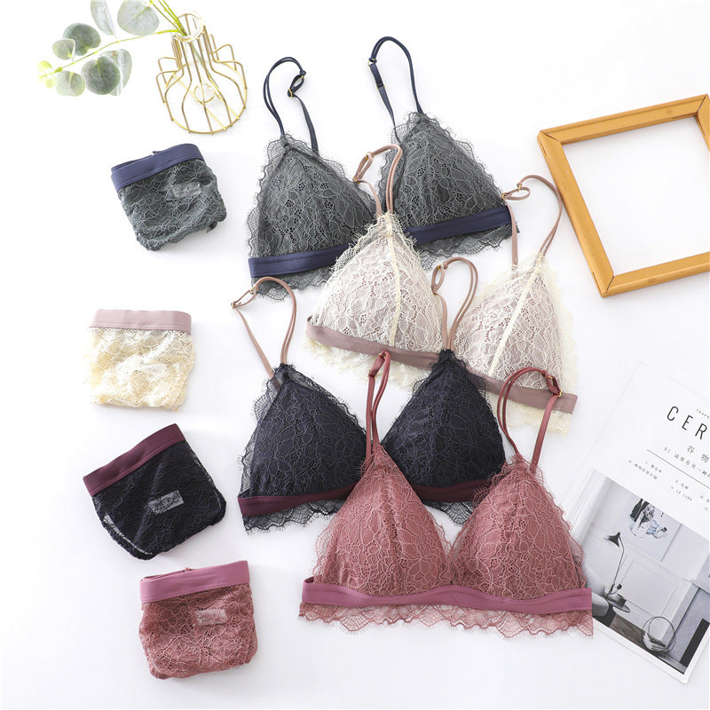 Blush · HZ IN-22 — French triangle lace set