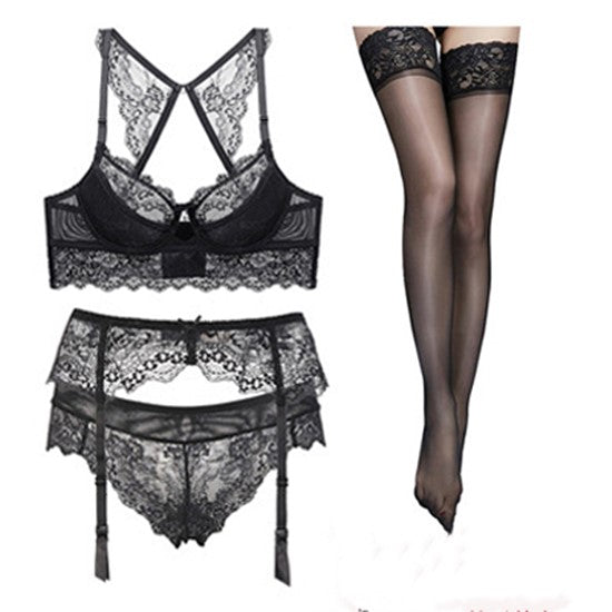 Léonie · HZ IN-203 — beauty-back lace bra & brief set