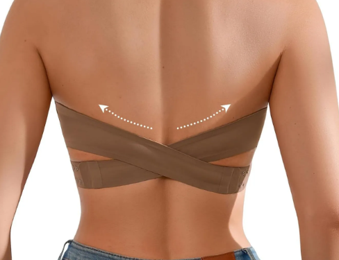 Ecru · HZ IX-12 — cross-back strapless bra