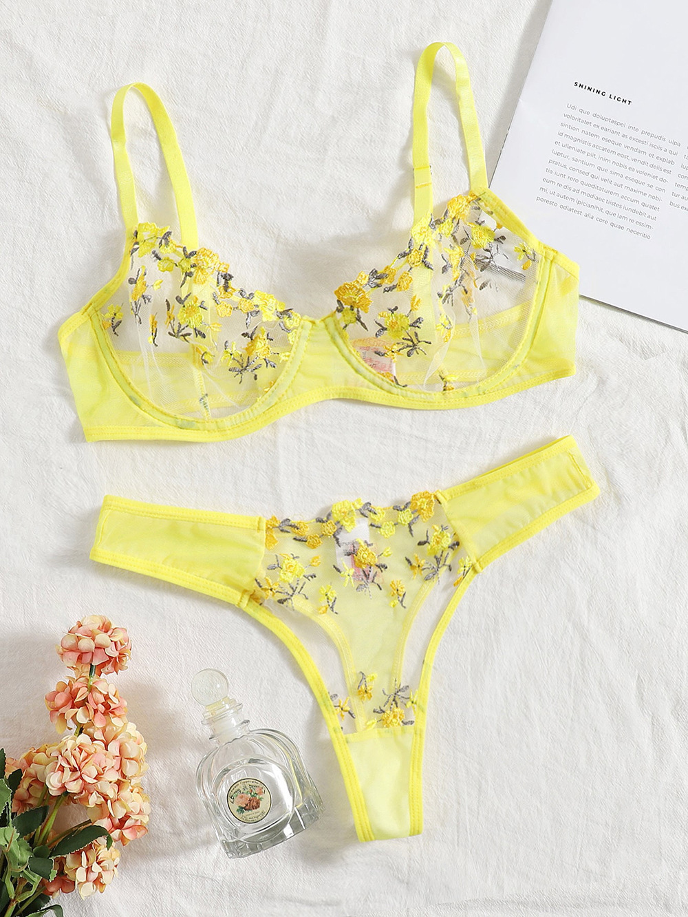 Belle · HZ IN-17 — embroidered lace bra & brief set