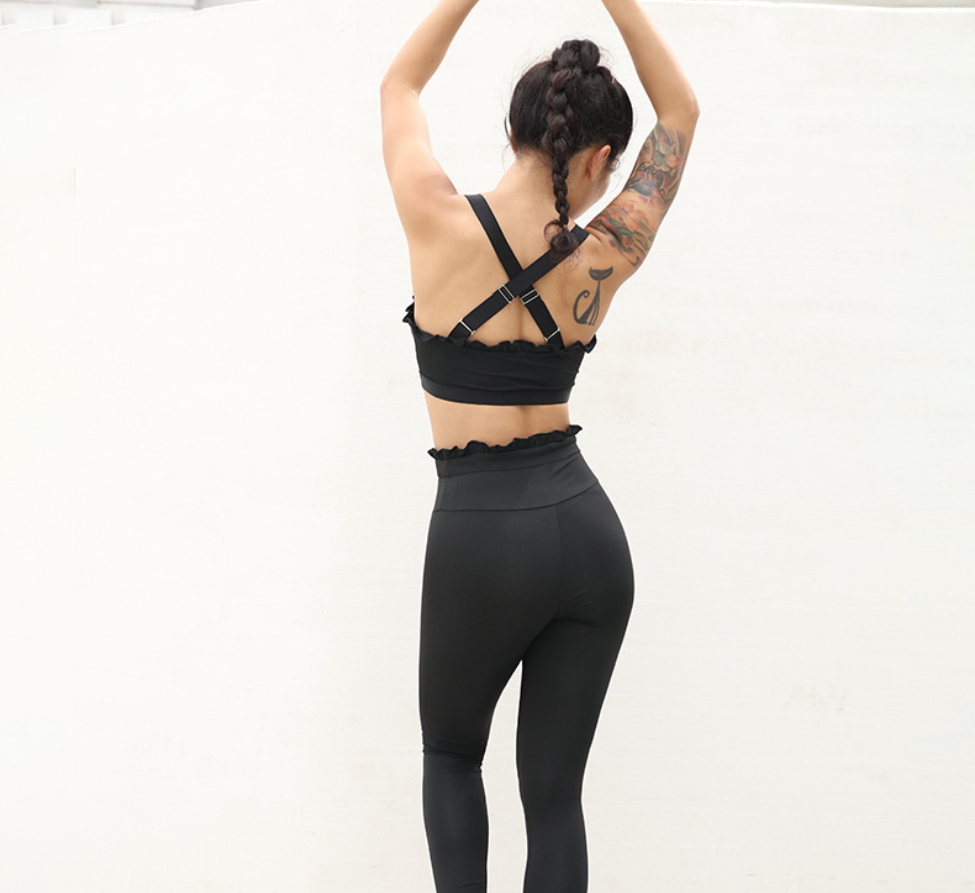 Vivienne · HZ AC-27 — lace-trim yoga set