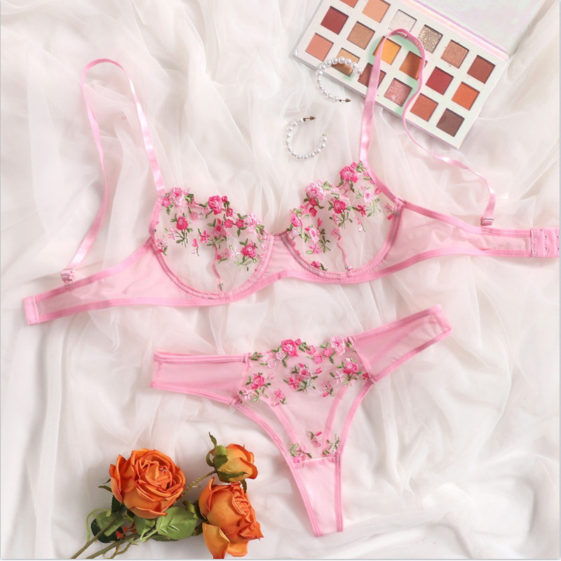 Belle · HZ IN-17 — embroidered lace bra & brief set