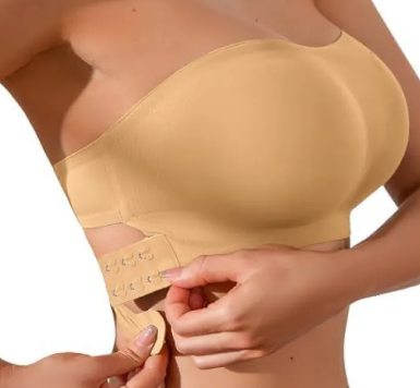 Ecru · HZ IX-12 — cross-back strapless bra