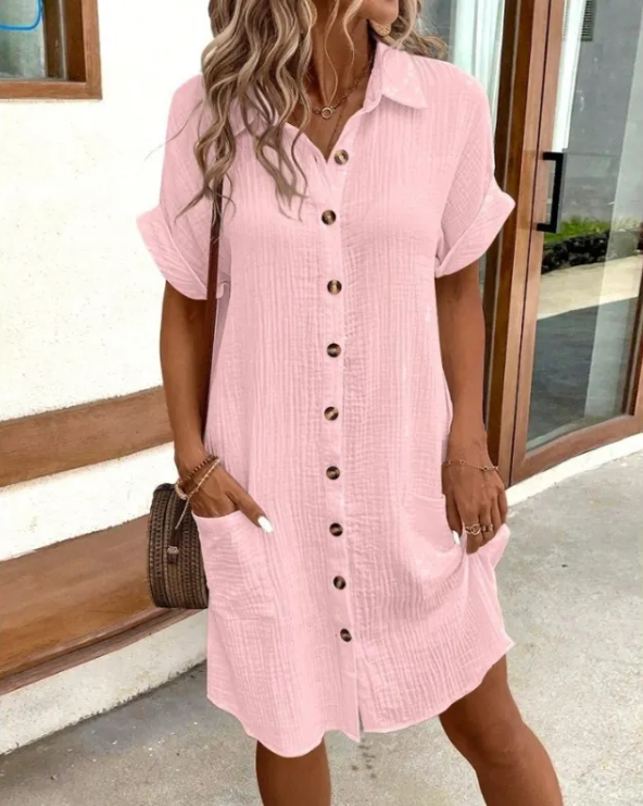 Amalfi · HZ SD-01 — linen-blend shirt dress