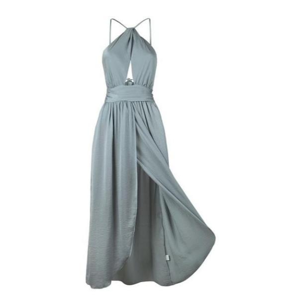 Formentera · HZ SD-09 — halter maxi with side slits