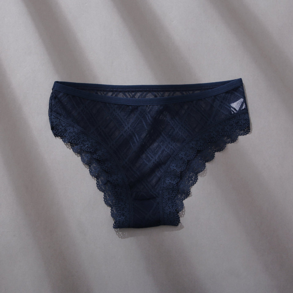 Ivoire · HZ IB-46 — Mesh Lace-Trim Brief
