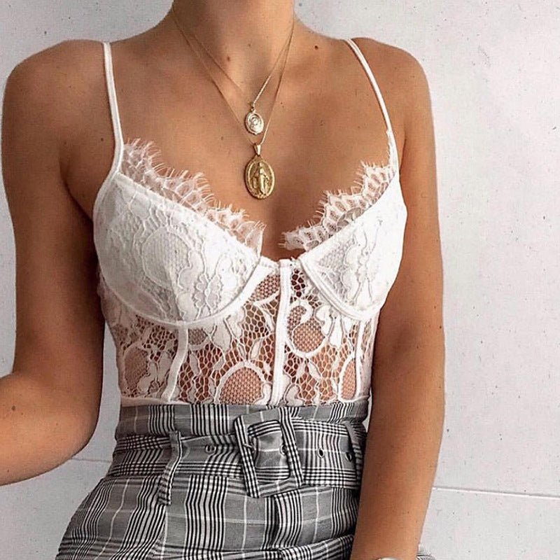 Nacre · HZ IN-333 — backless lace bodysuit