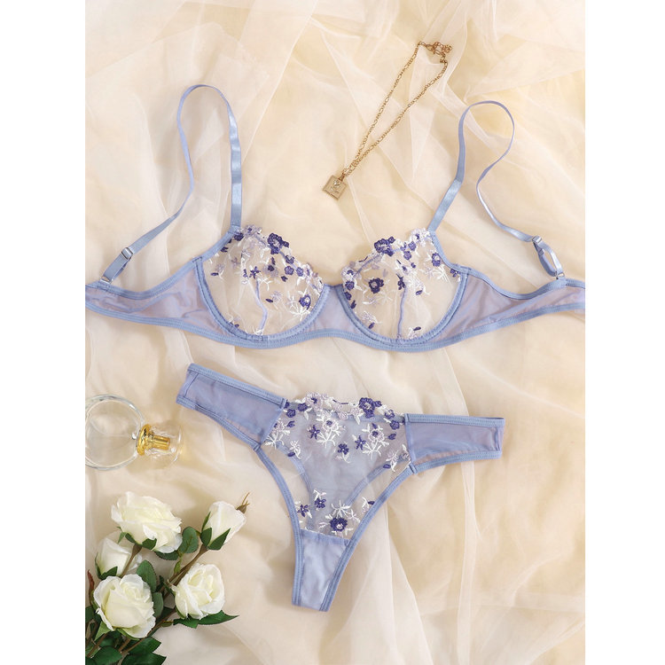 Belle · HZ IN-17 — embroidered lace bra & brief set