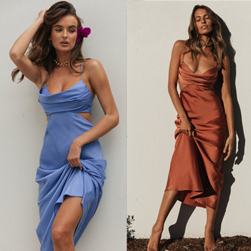 Menorca · HZ SD-14 — backless satin maxi