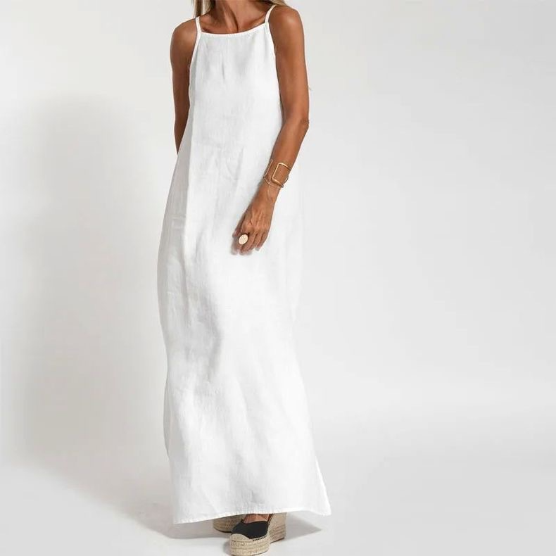 Bonifacio · HZ SD-03 — linen-blend slip maxi