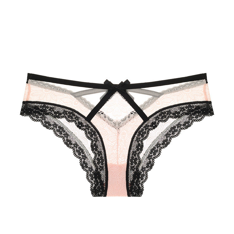 Blush · HZ IB-47 — Bow Lace Low-Rise Brief