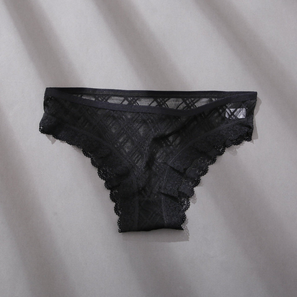 Ivoire · HZ IB-46 — Mesh Lace-Trim Brief