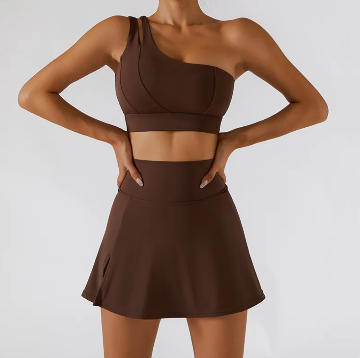 Brume · HZ AC-06 — ribbed one-shoulder set