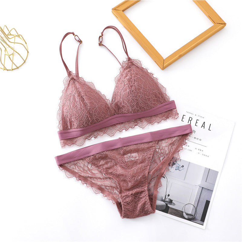 Blush · HZ IN-22 — French triangle lace set