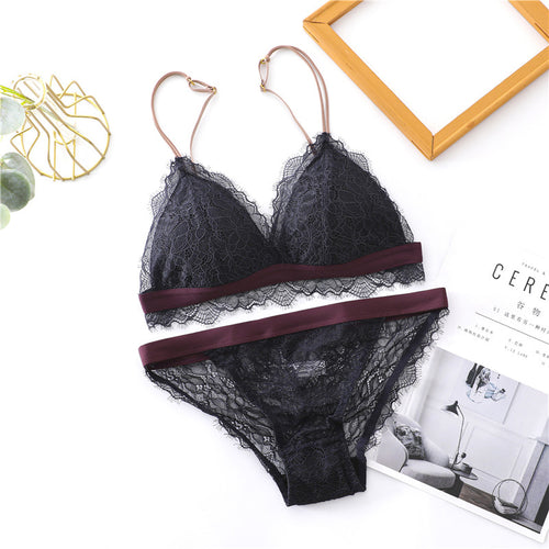 Blush · HZ IN-22 — French triangle lace set