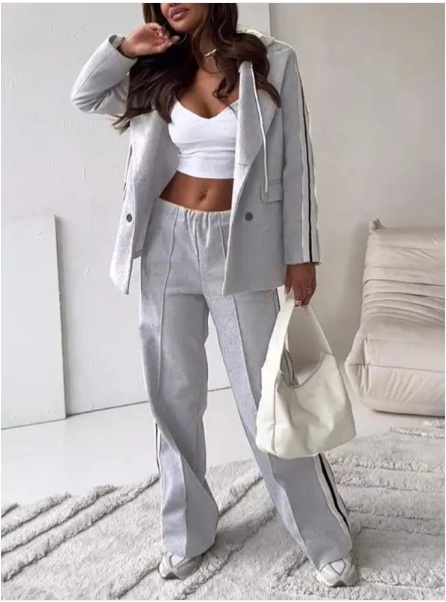 Brouillard · HZ BD-26 — hooded knit sweater & wide-leg lounge set