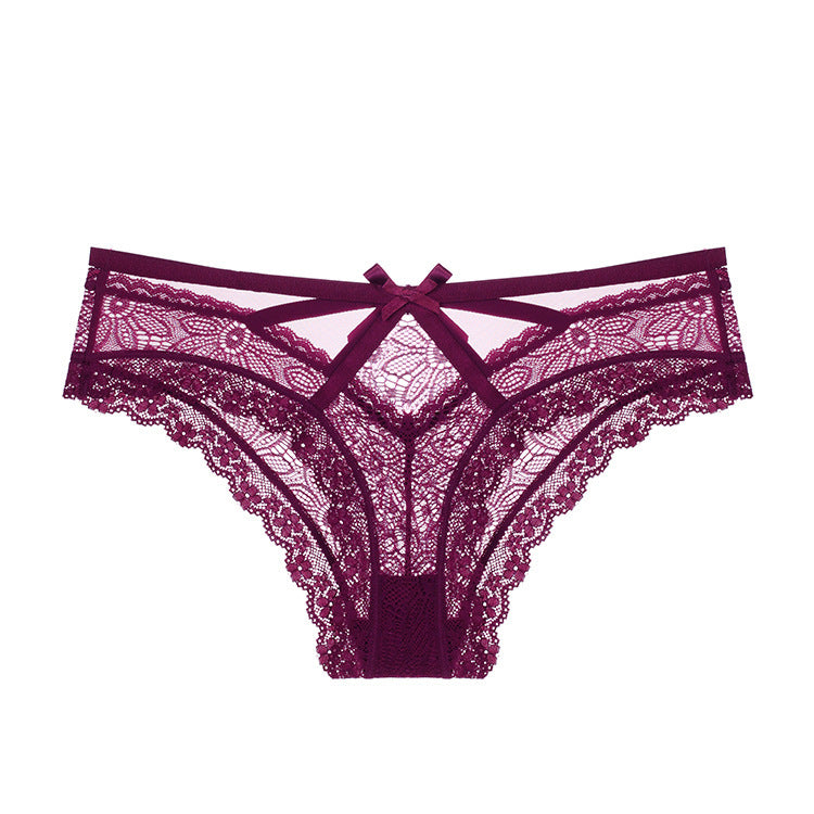 Blush · HZ IB-47 — Bow Lace Low-Rise Brief