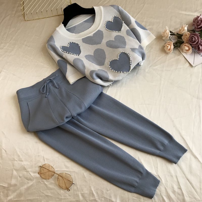 Mousse · HZ BD-23 — fine-knit sweater & wide-leg lounge set