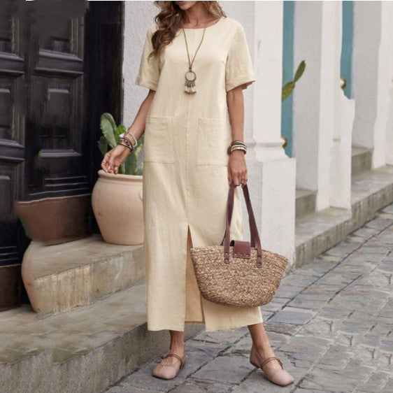 Cala · HZ SD-04 — linen-blend midi dress