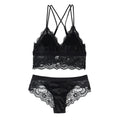 Ivoire · HZ IN-31 — velvet-trim lace bralette set
