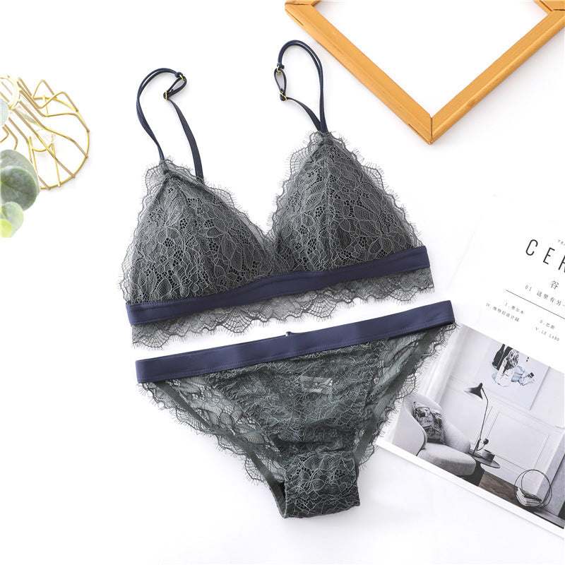 Blush · HZ IN-22 — French triangle lace set