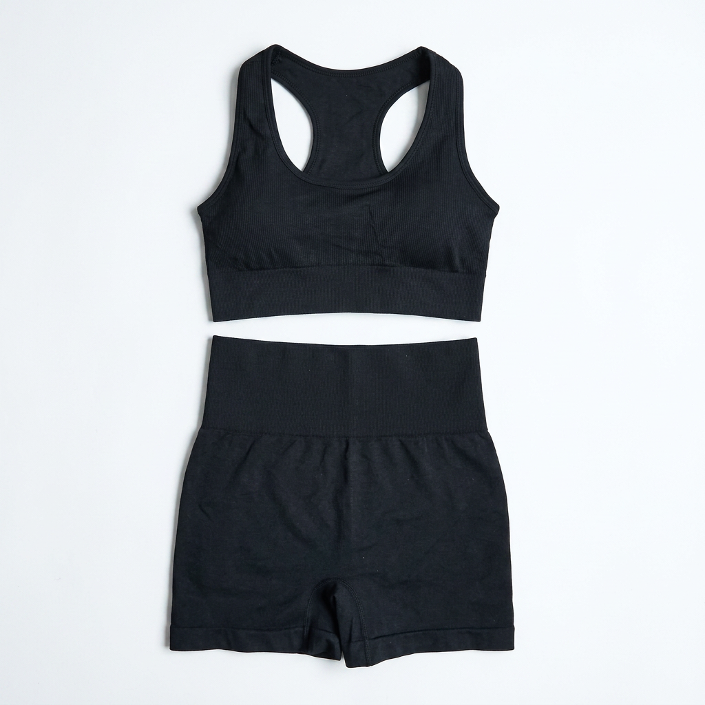 Grève seamless short set — Noir on white