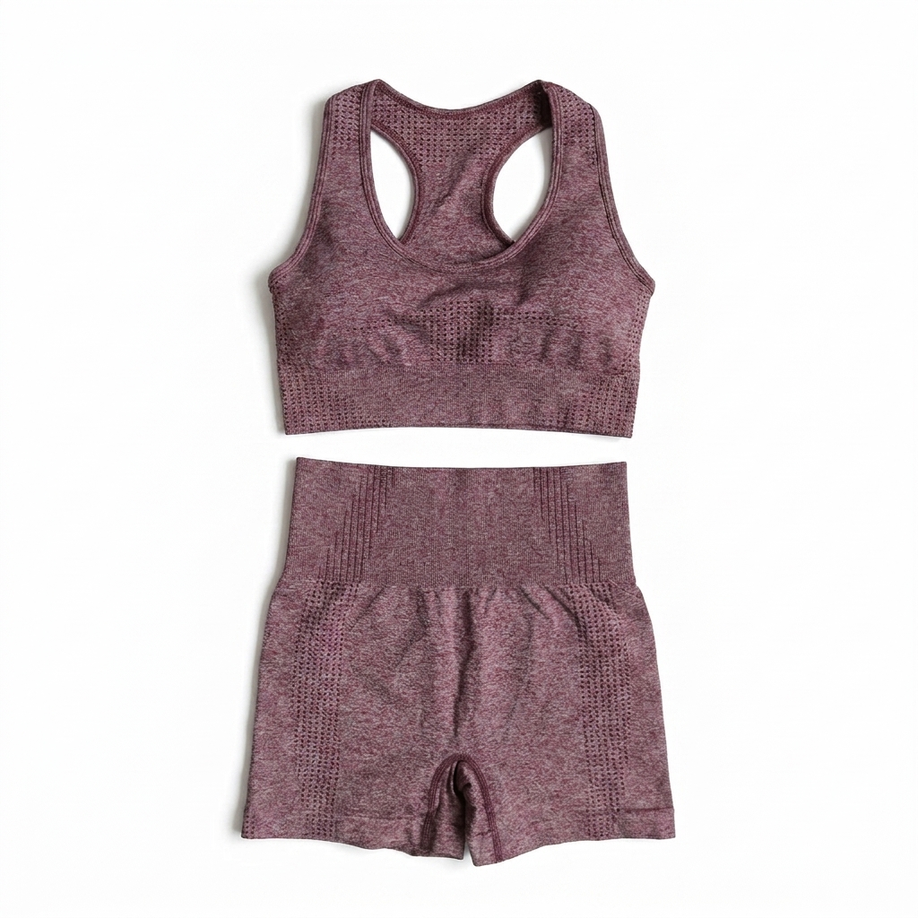 Grève seamless short set — Bordeaux on white