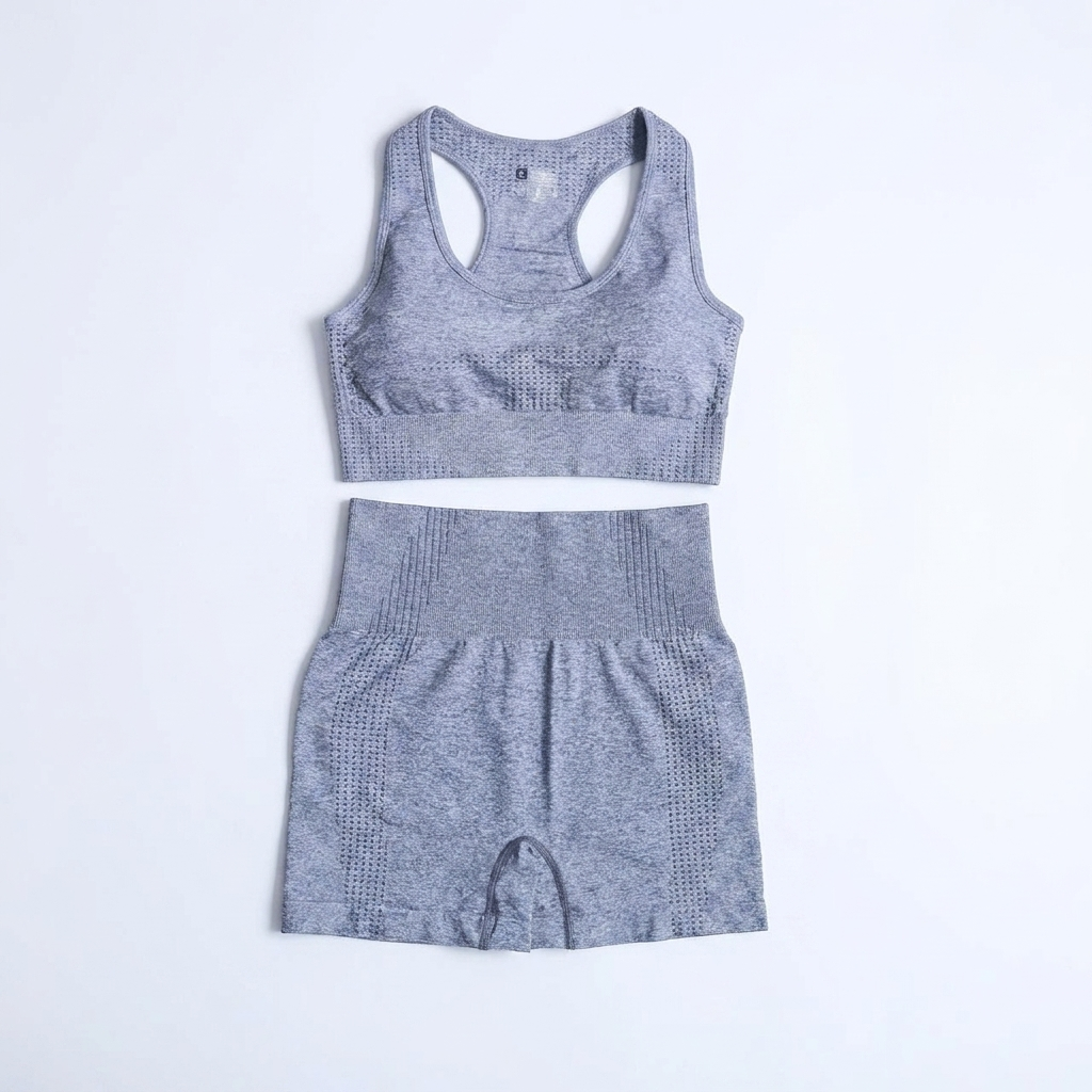 Grève seamless short set — Gris on white