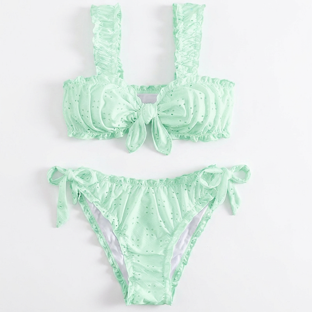 Ischia HZ SW-103 Bow Tie Set, light green, on white