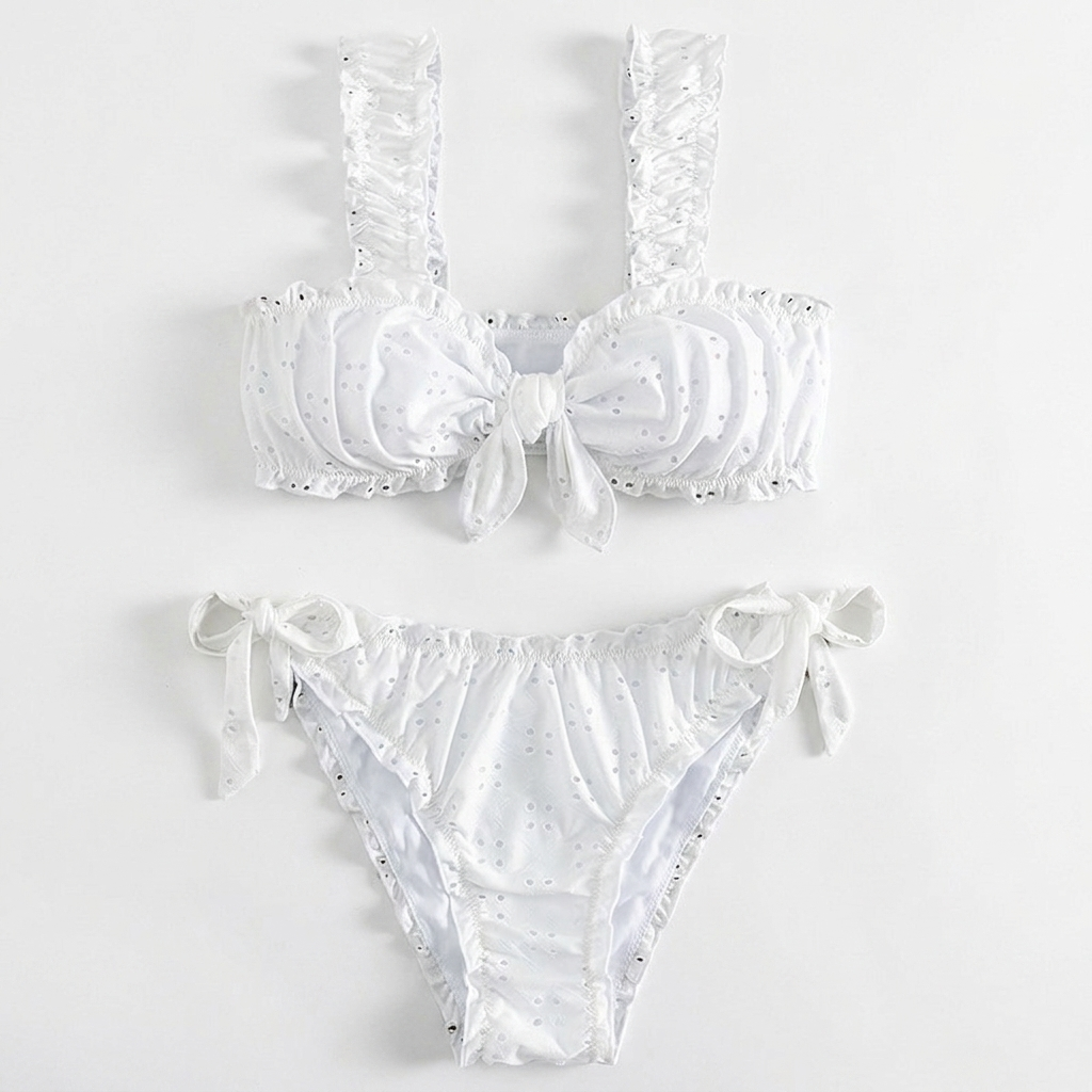 Ischia HZ SW-103 Bow Tie Set, white, on white