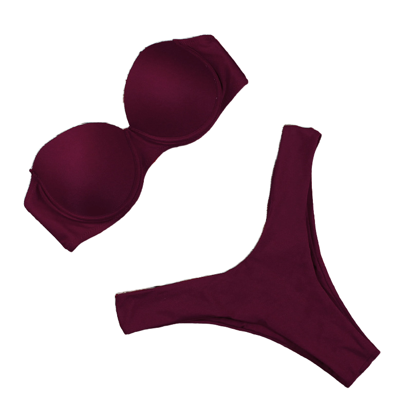 Faro HZ SX-09 - deep wine bandeau bikini on white