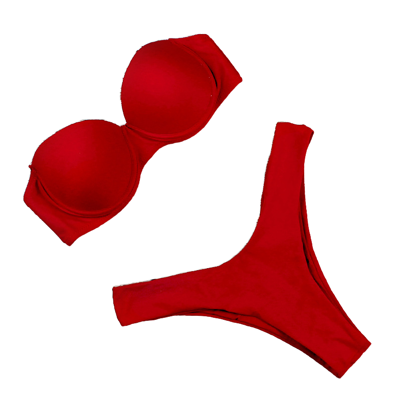 Faro HZ SX-09 - Red bandeau bikini on white