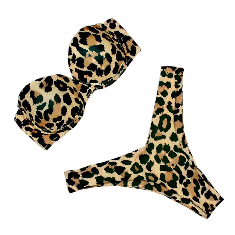 Faro HZ SX-09 - Leopard print bandeau bikini on white